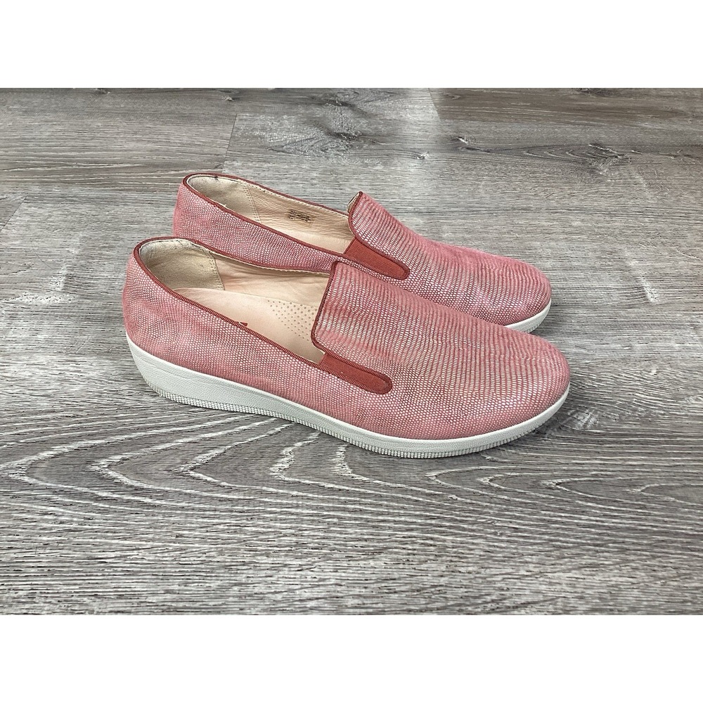 Fitflop superskate Pink Salmon lizard slip on sneakers Womens size 8.5 Shoes